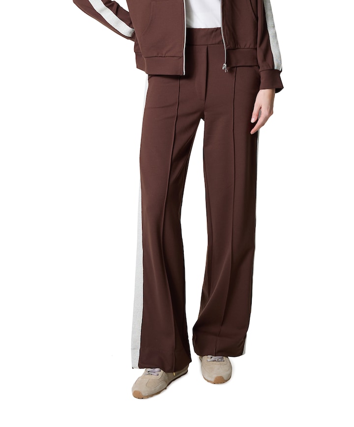 Wide leg tape dames broek bruin