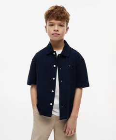 Jongens overhemd korte mouw blauw