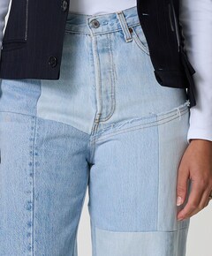 Straight Patchwork jeans blauw