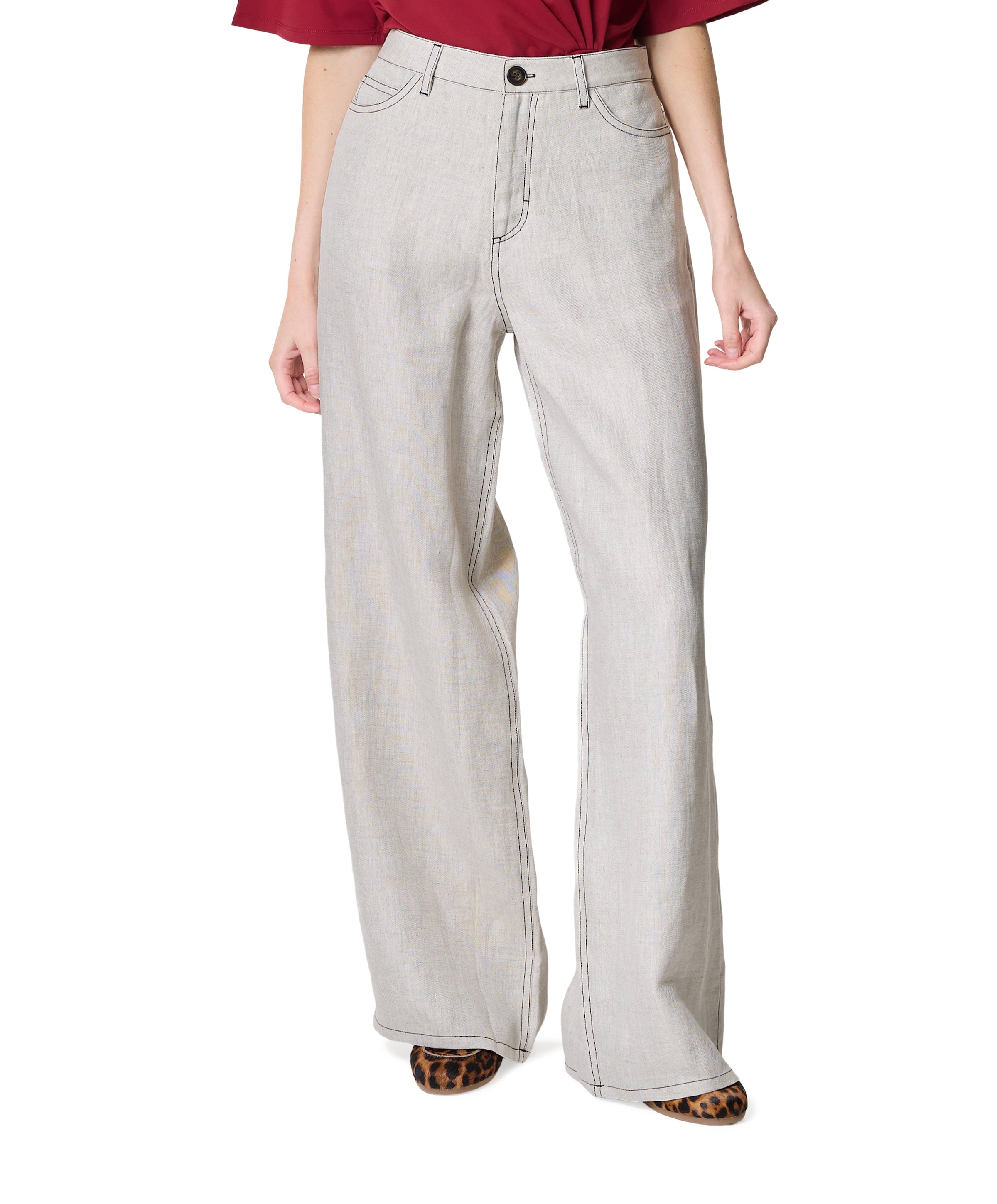 ABBYFV 888 CRYSTAL LINEN dames broek grijs