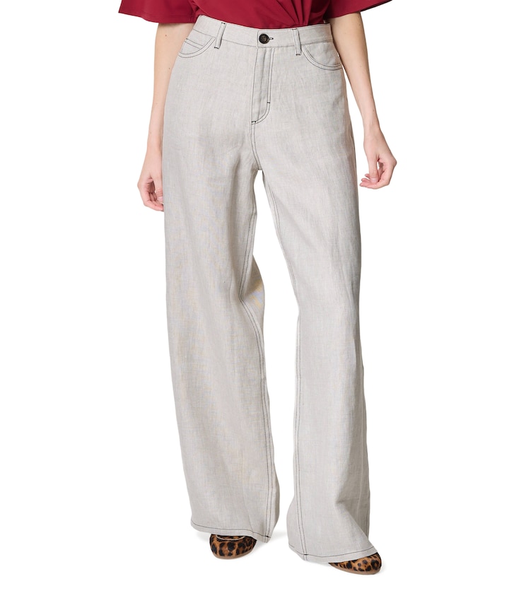 ABBYFV 888 CRYSTAL LINEN dames broek grijs