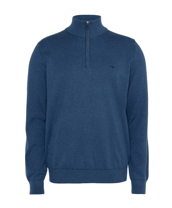 Heren trui met rits blauw