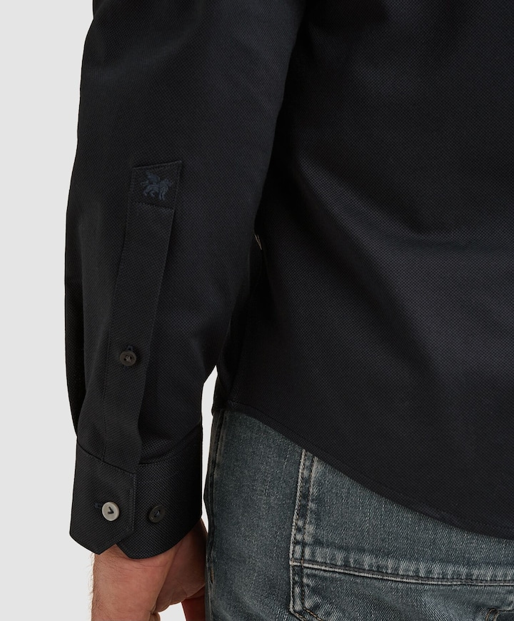 Heren overhemd lange mouw blauw