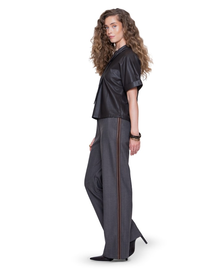 Pinstripe + tape dames broek bruin