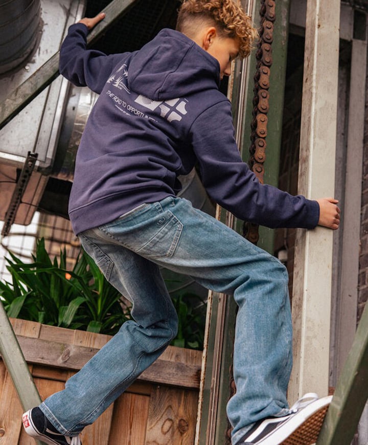 Wide Straight Fit Blue Jeans meisjes jeans blauw