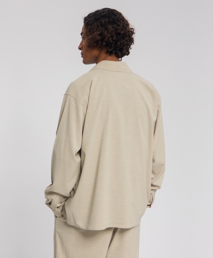 Heren overhemd lange mouw beige