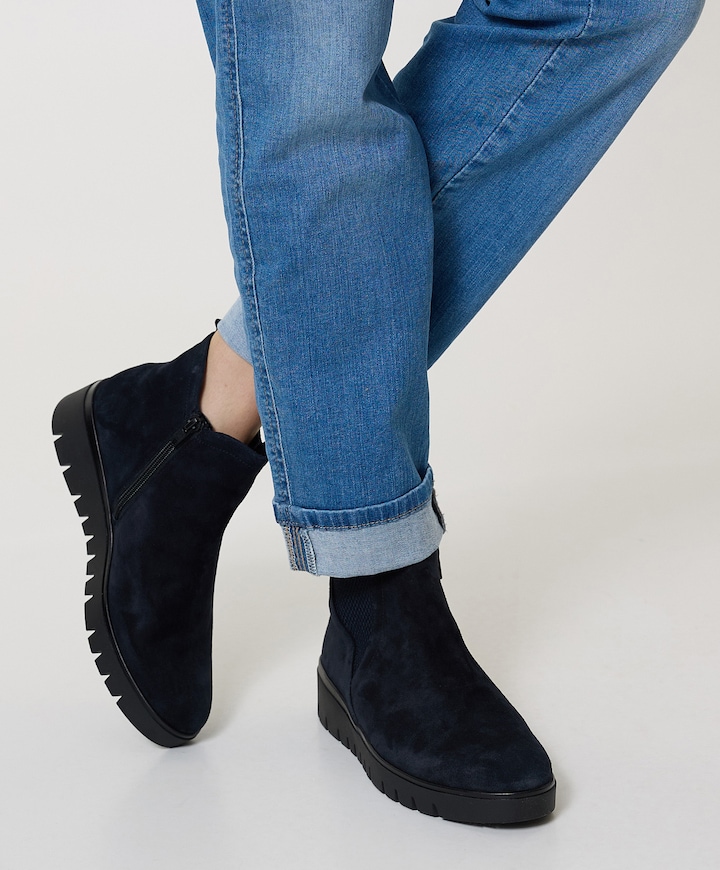 dames enkellaarzen blauw