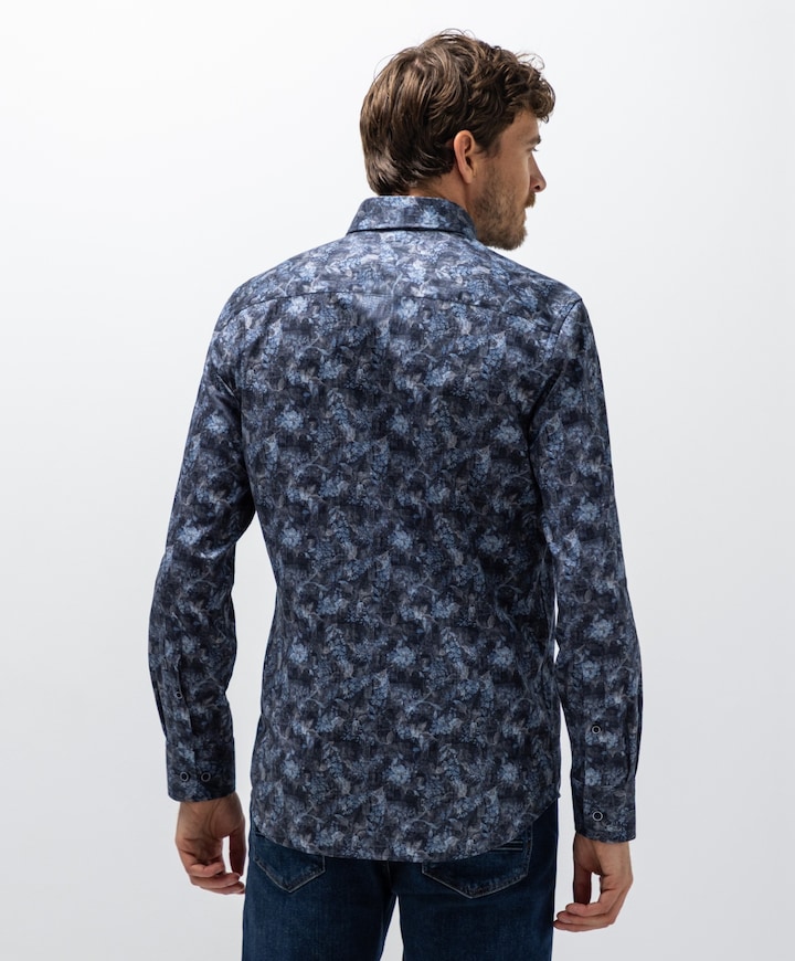 Heren overhemd lange mouw blauw