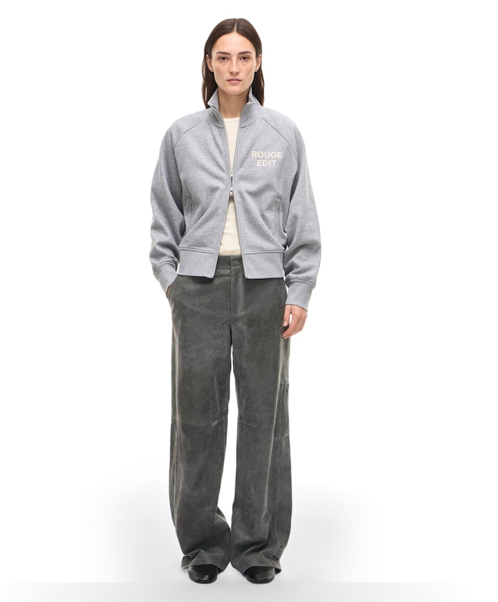 ROUBROOKLYN RW W/F LEATHER TROUSERS dames broek grijs