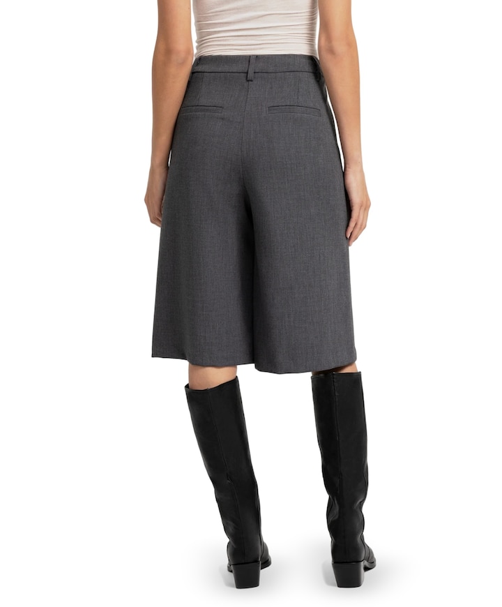 Zachte geweven dames bermuda grijs