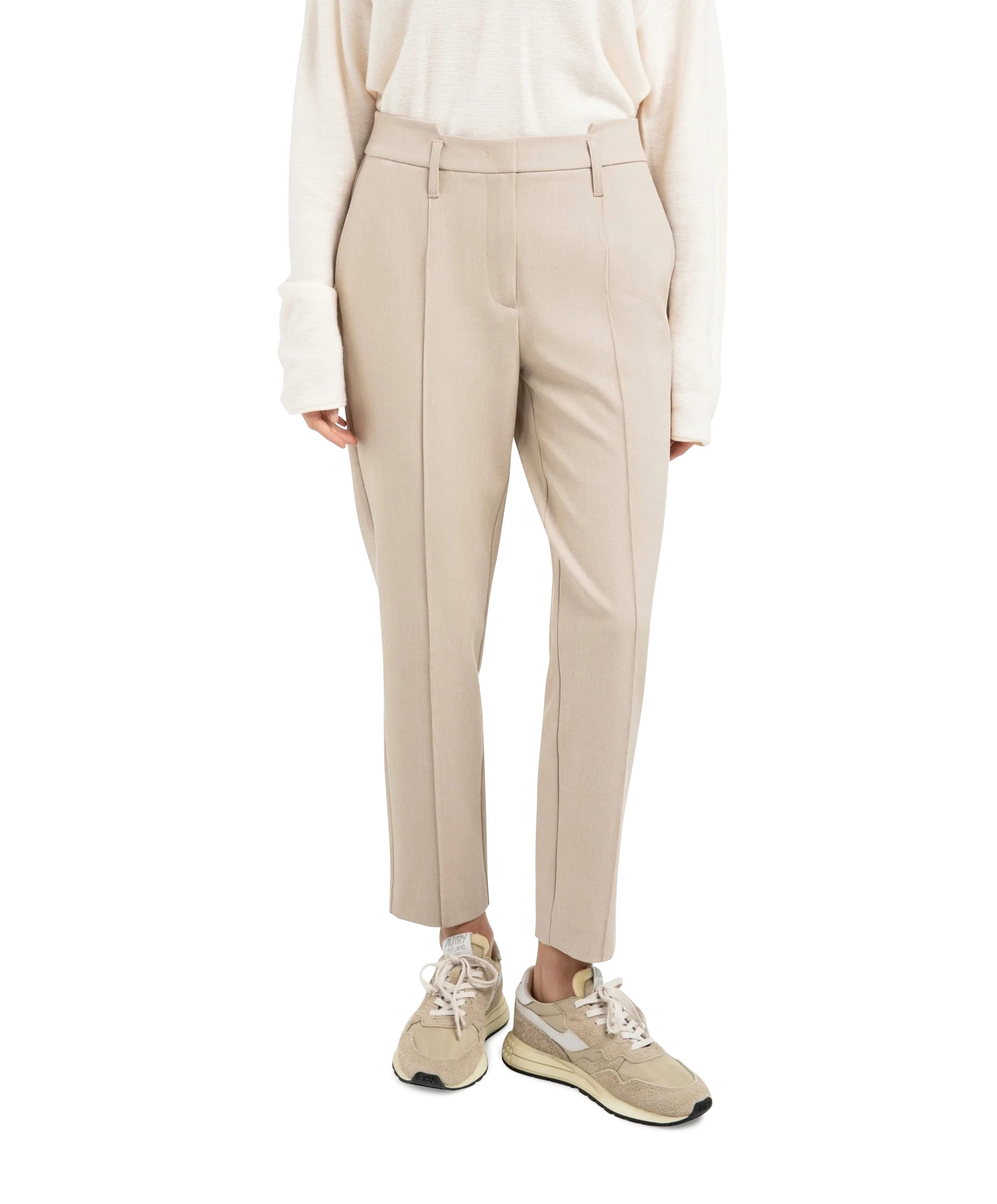 Broek met taillebanddetail dames broek beige