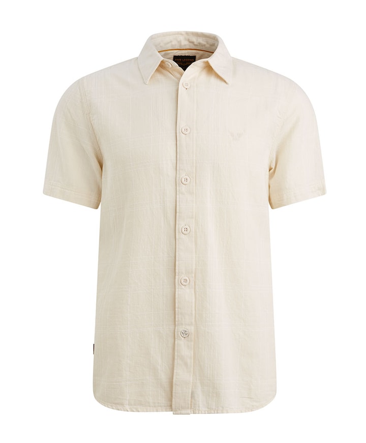 Heren overhemd korte mouw ecru