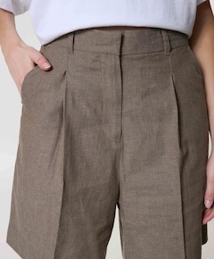 Linen tailored dames korte broek beige