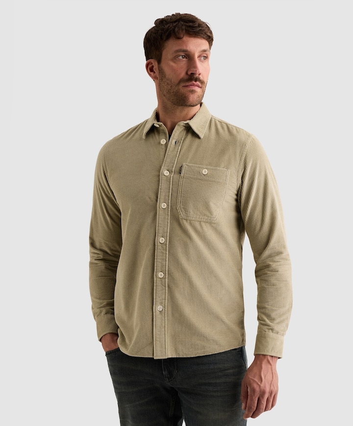 Heren overhemd lange mouw beige