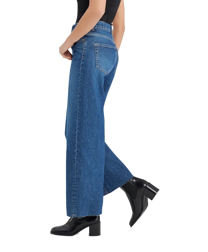 high waist wide leg dames jeans blauw