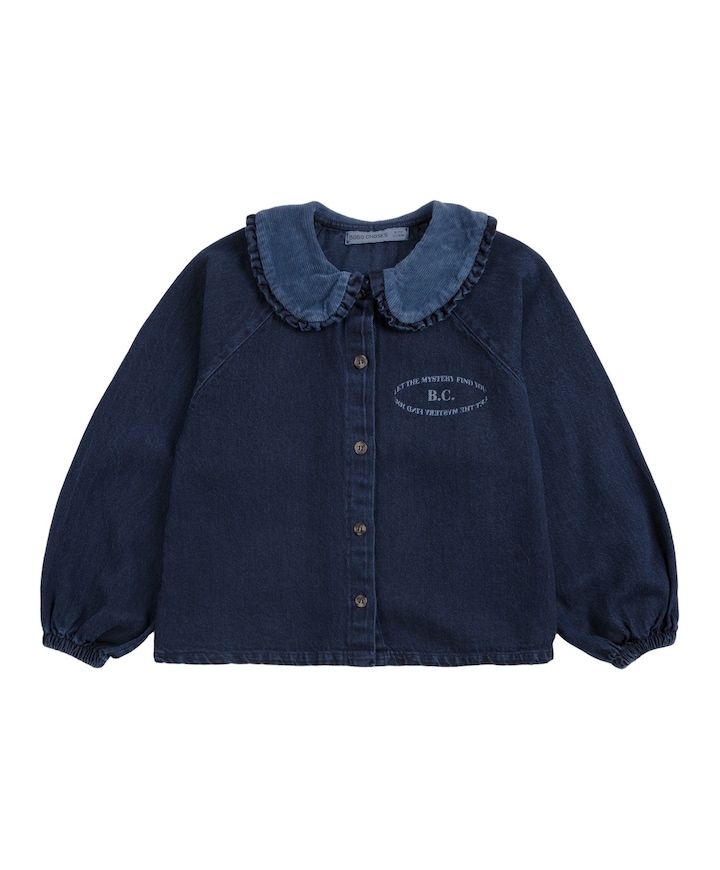 Meisjes blouse lange mouw blauw