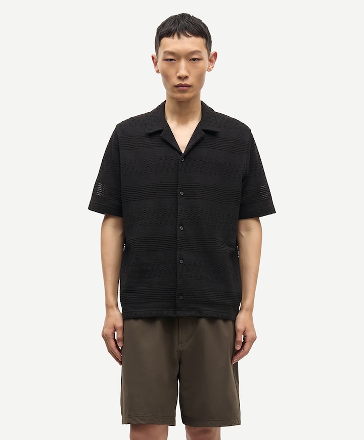 Heren overhemd korte mouw zwart