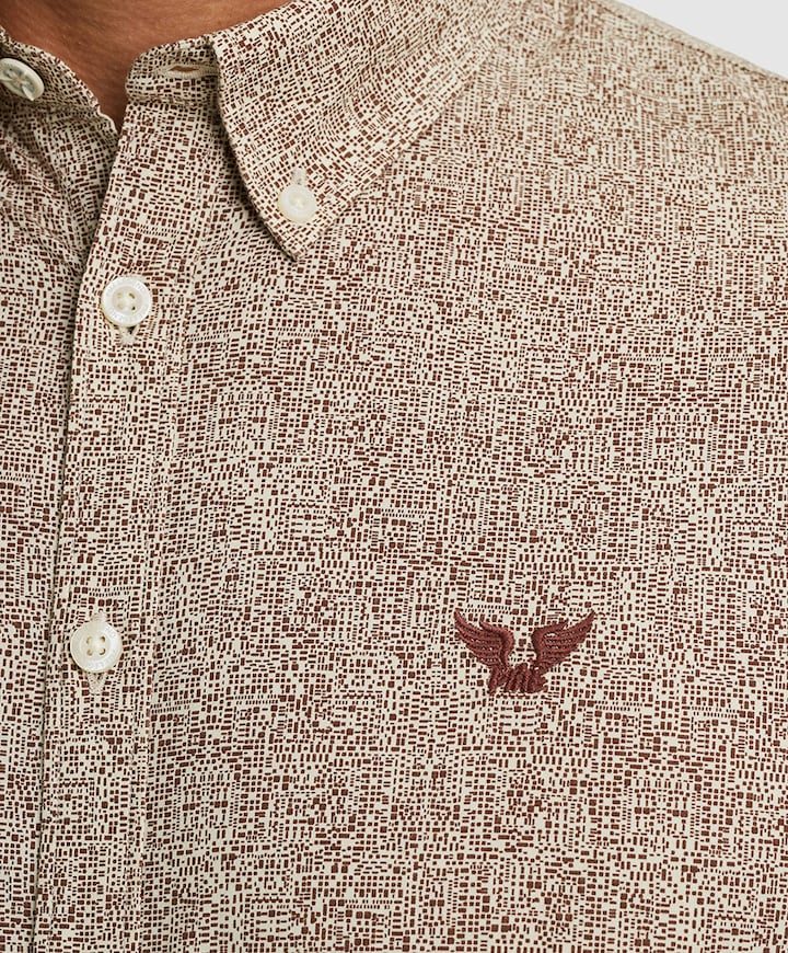 Heren overhemd lange mouw bruin