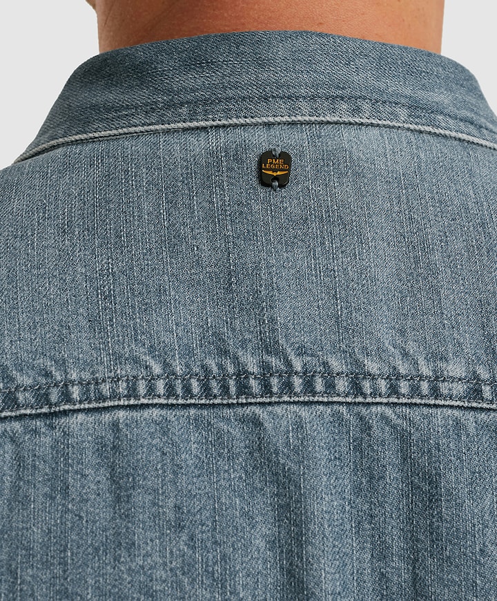 Heren overhemd lange mouw blauw