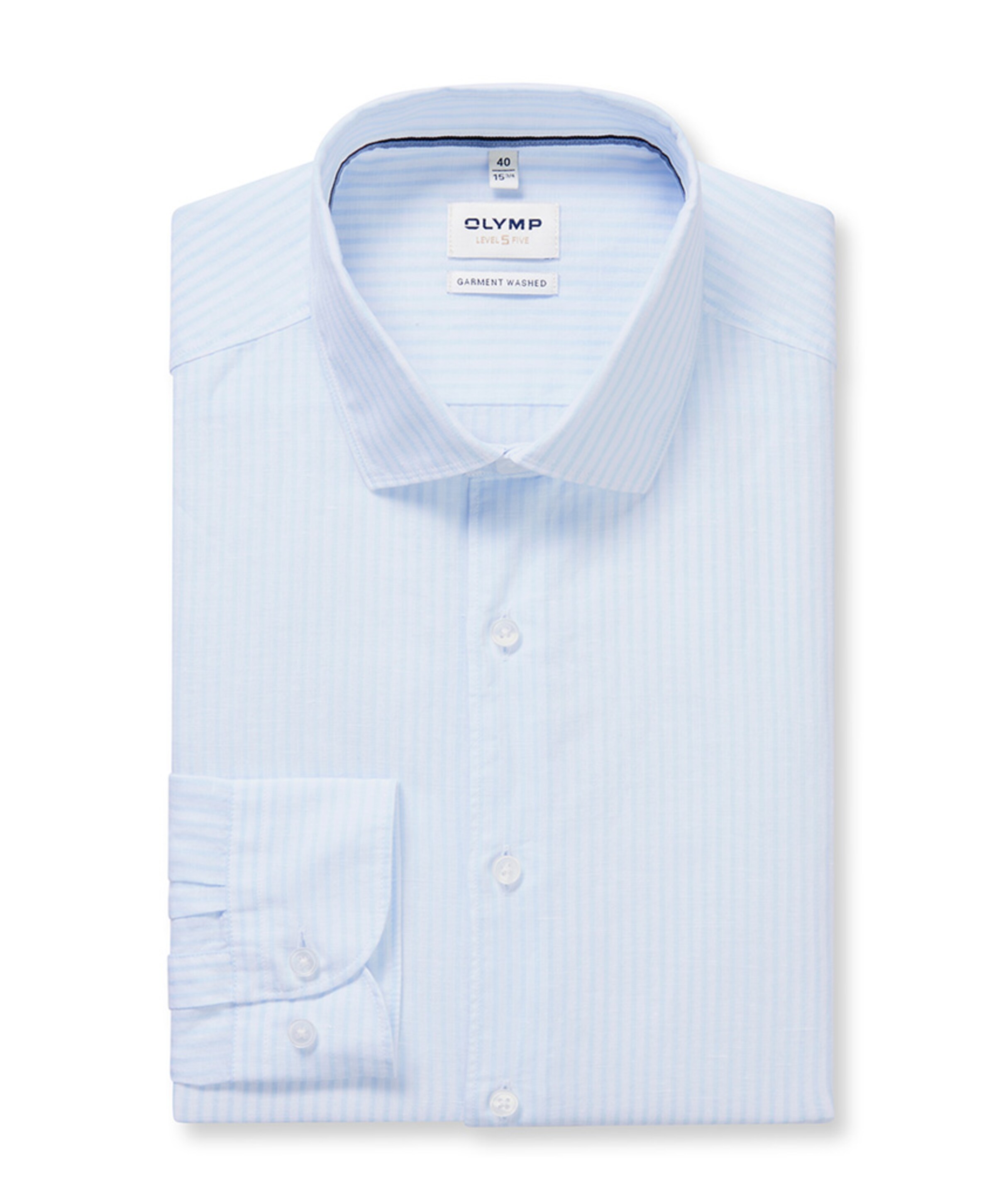 Heren overhemd lange mouw blauw