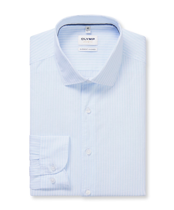 Heren overhemd lange mouw blauw