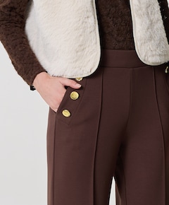 Technical Sweat Wide-Leg Button dames broek bruin