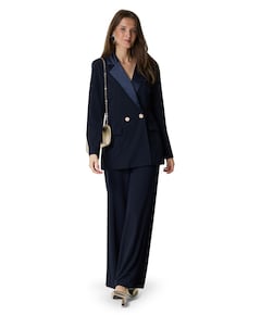 Knit dames broek blauw