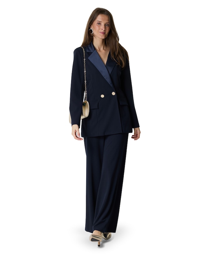 Knit dames broek blauw