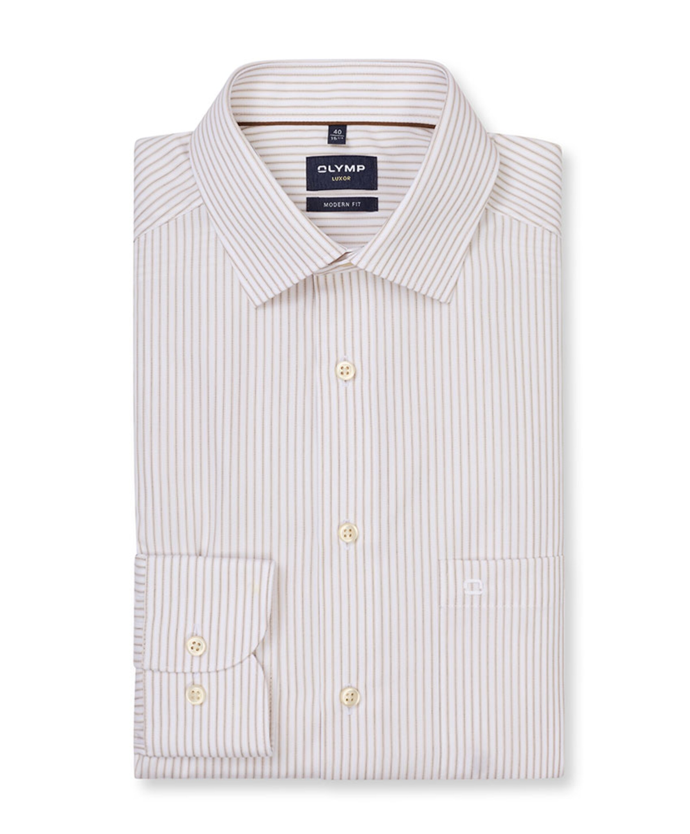 Heren overhemd lange mouw beige