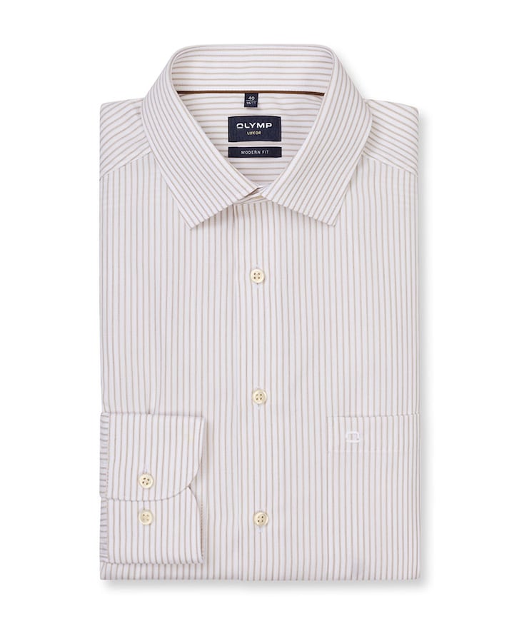 Heren overhemd lange mouw beige