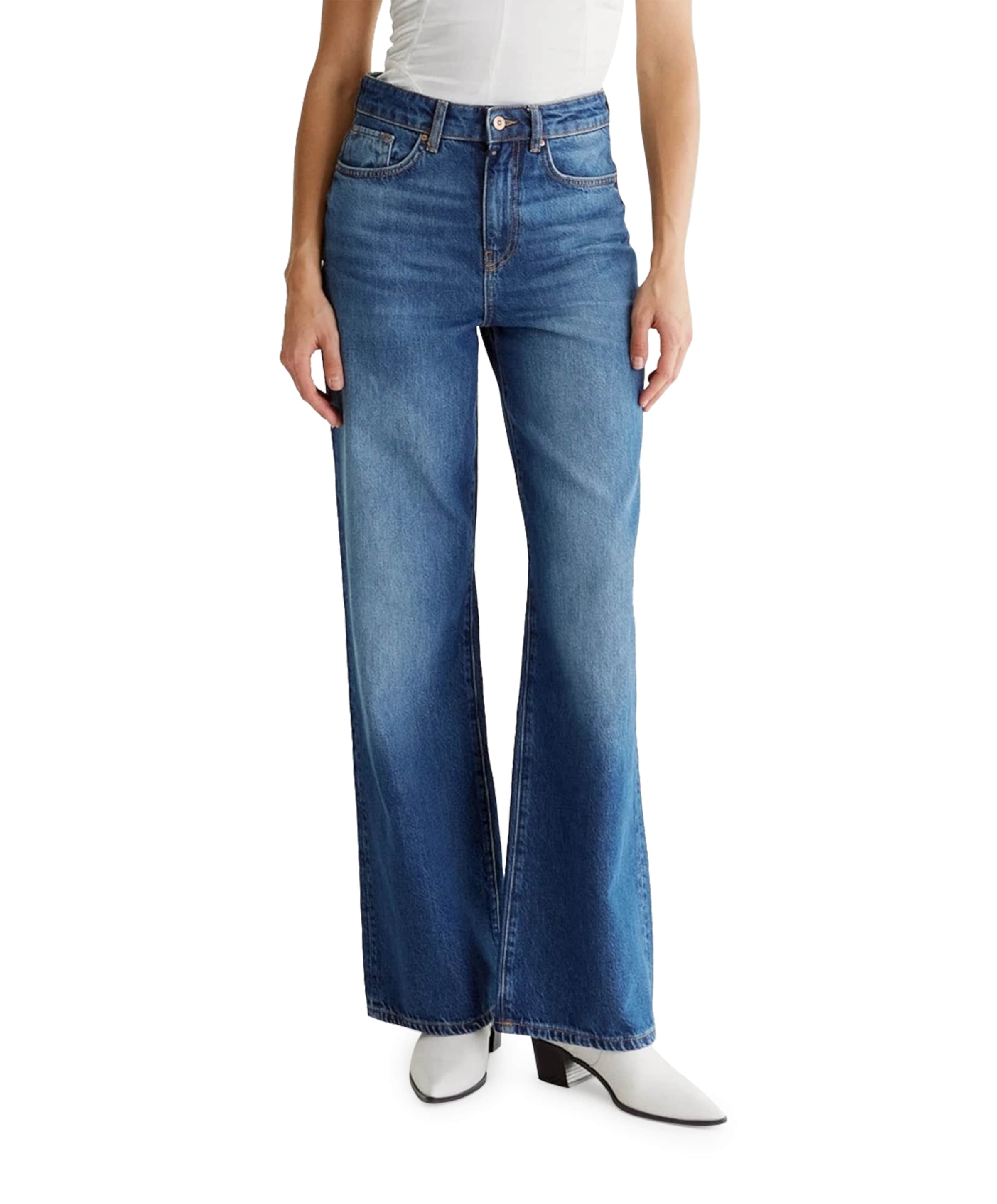 Wide leg dames jeans blauw