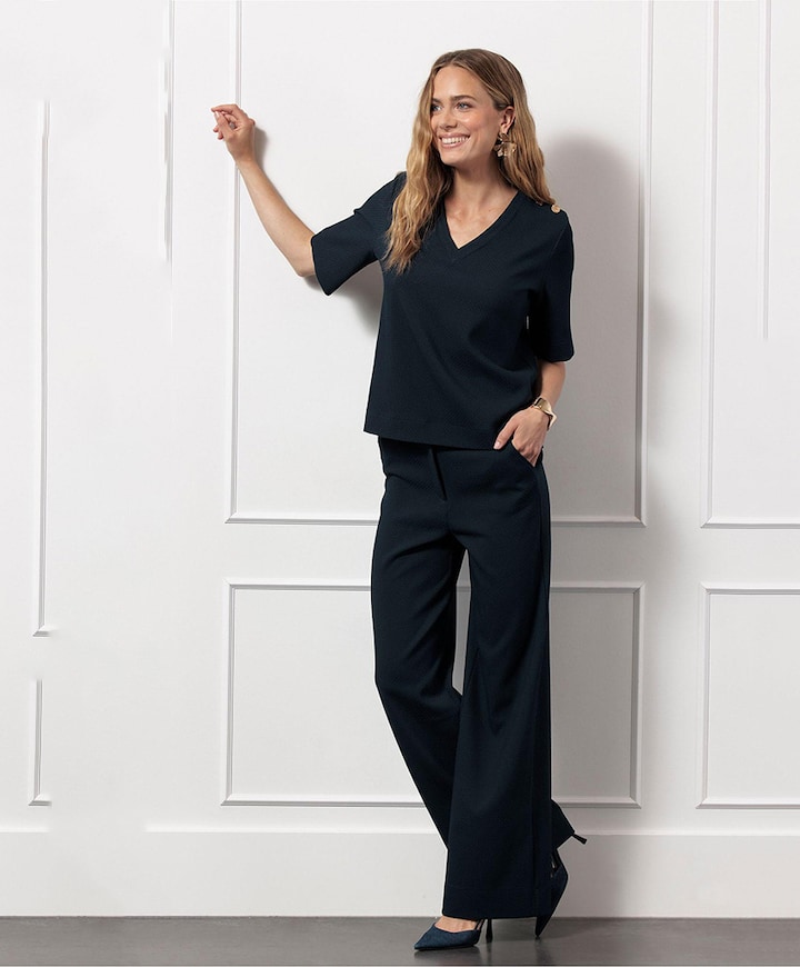 Lexie waffle broek blauw