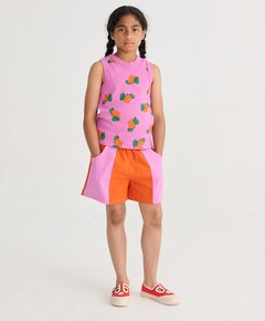 Colorblock woven uniseks korte broek rood