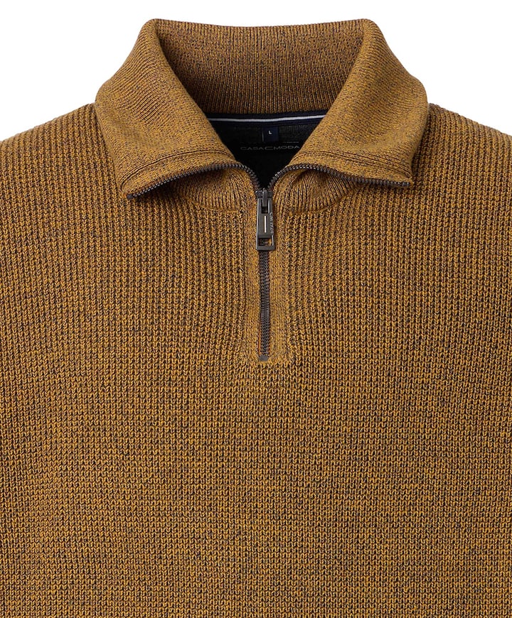 Heren trui met rits geel