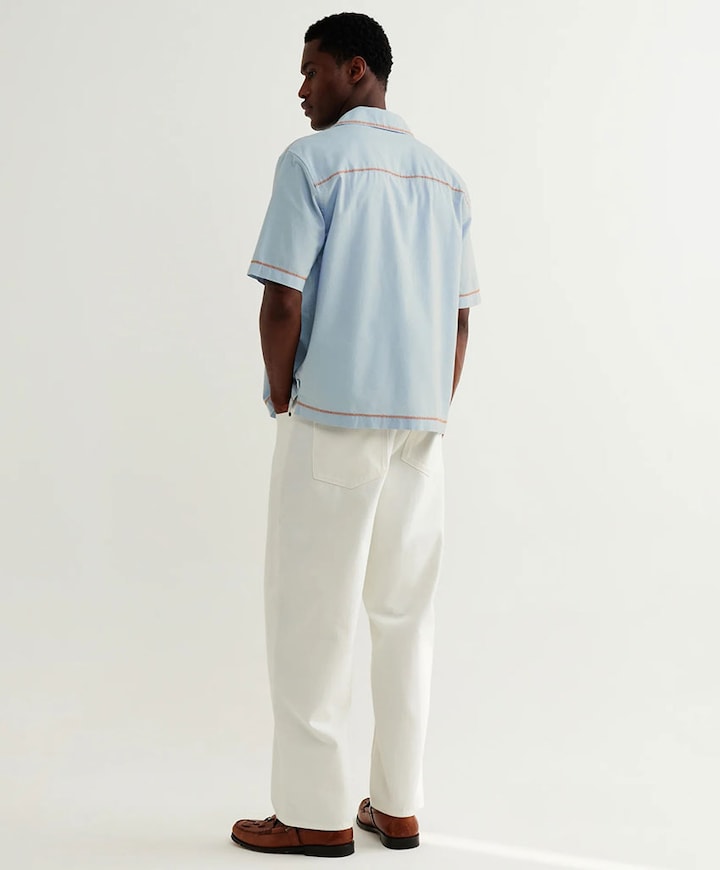 Heren overhemd korte mouw blauw