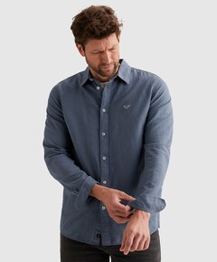 Heren overhemd lange mouw blauw