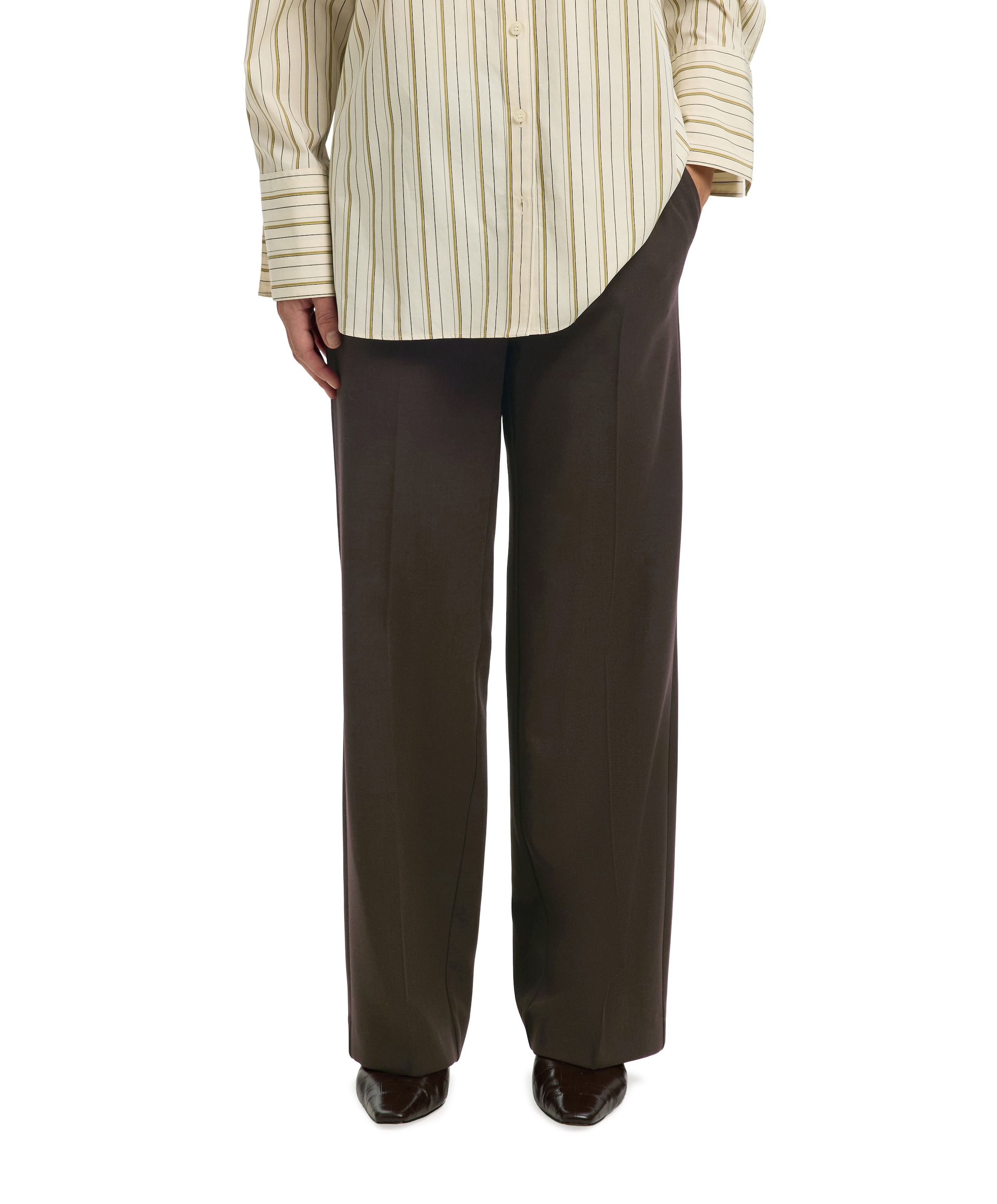 SLFRITA MW WIDE PANT MEL NOOS dames broek bruin