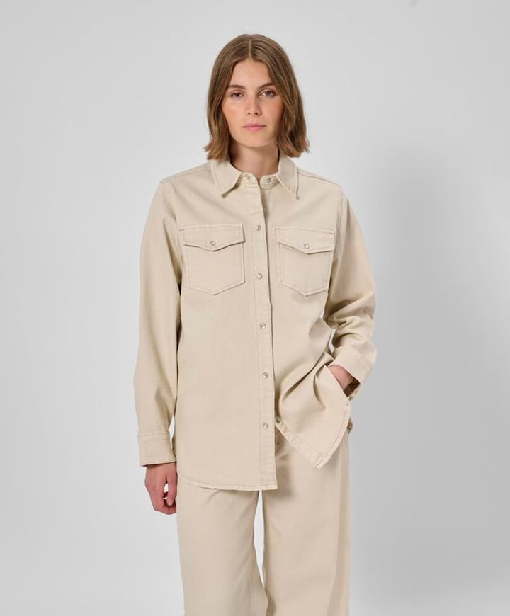 Dames spijkerblouse beige