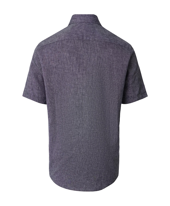 Heren overhemd korte mouw blauw