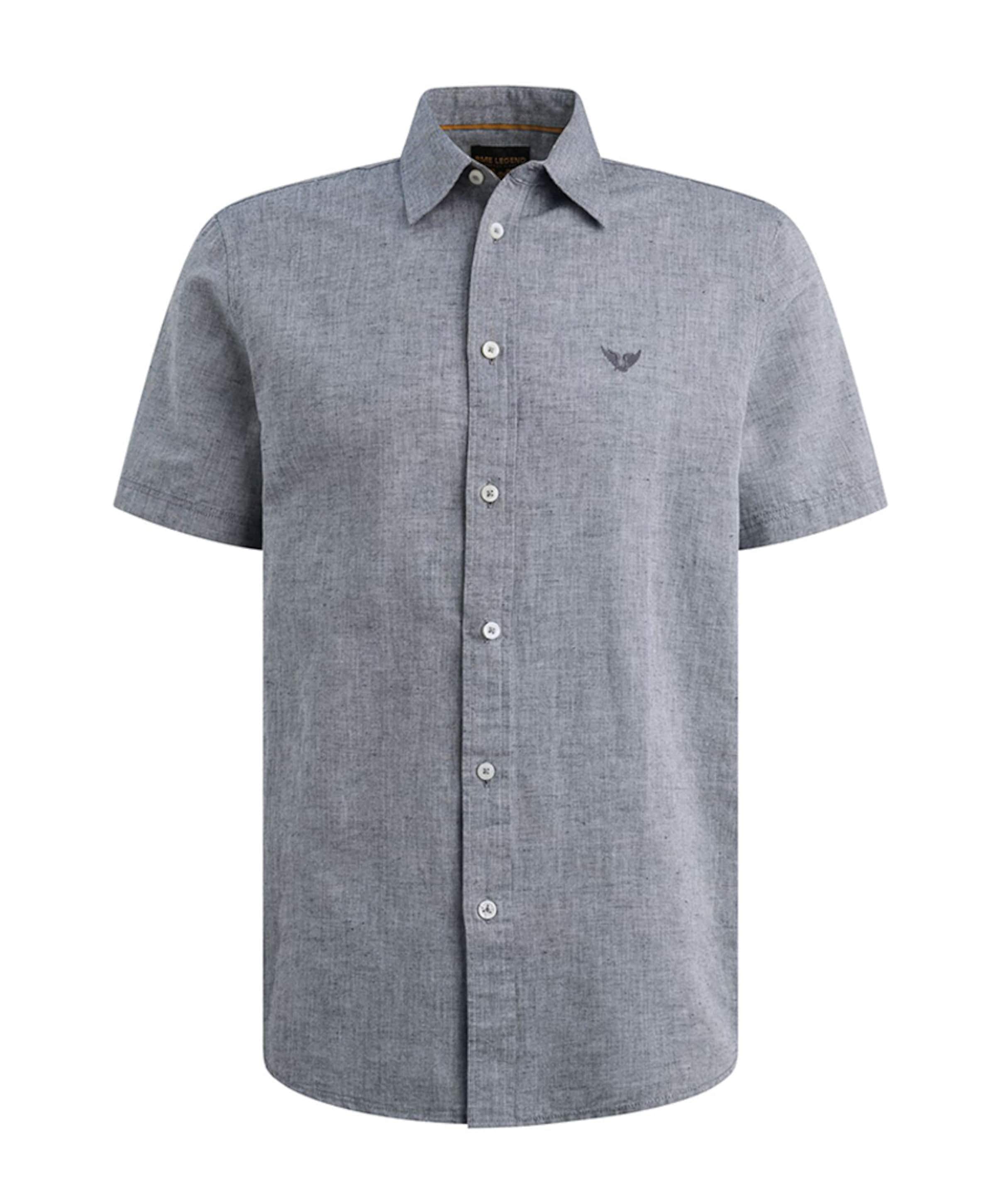 Heren overhemd korte mouw blauw