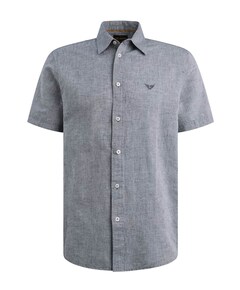 Heren overhemd korte mouw blauw