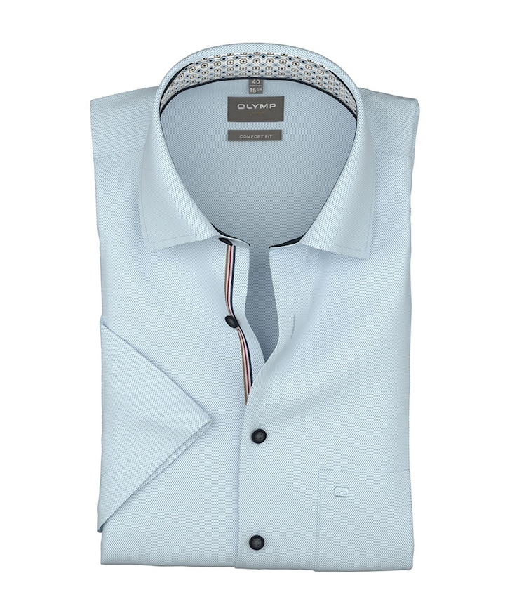 Heren overhemd korte mouw blauw