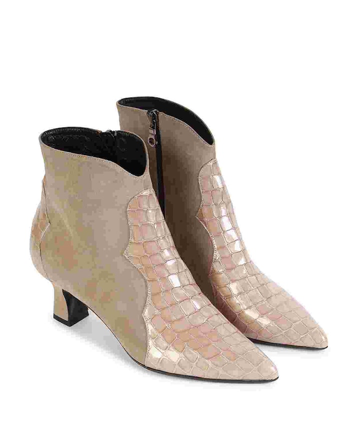 dames enkellaarzen beige