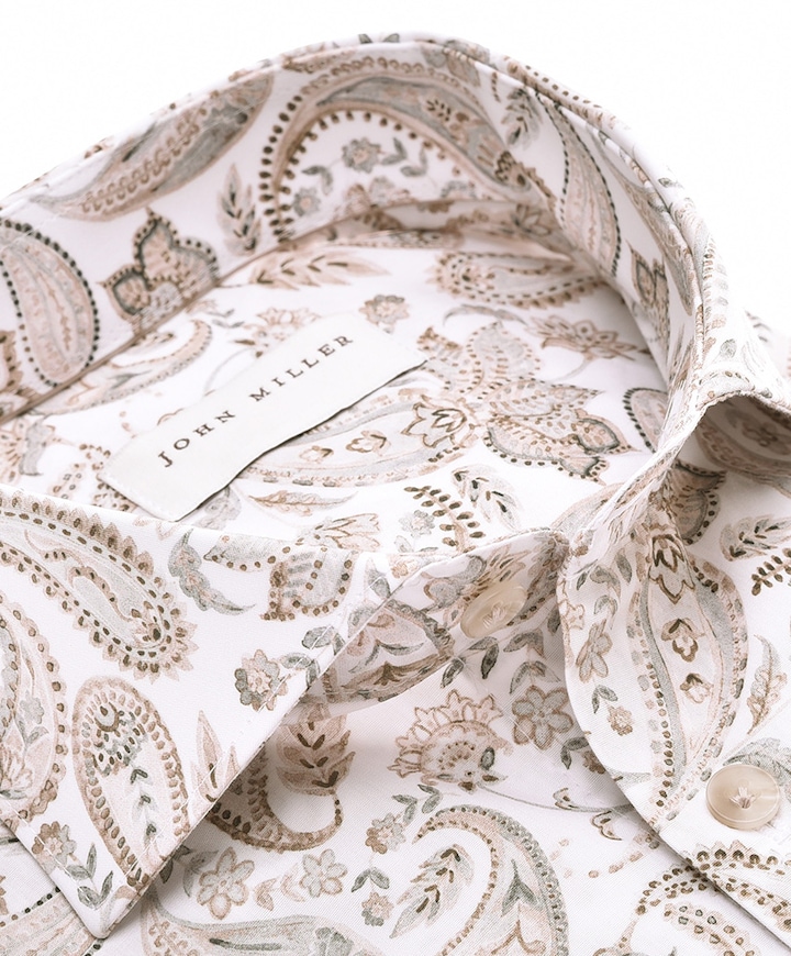 Heren overhemd lange mouw beige