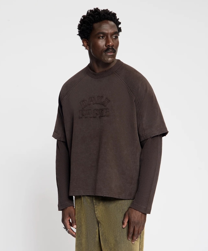 Heren longsleeve bruin