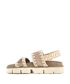 Bio sandal suede&leather -logo dames sandalen beige