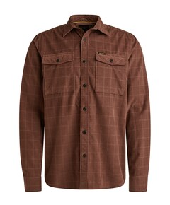 Heren overhemd lange mouw bruin