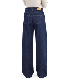 high waist wide leg dames jeans blauw
