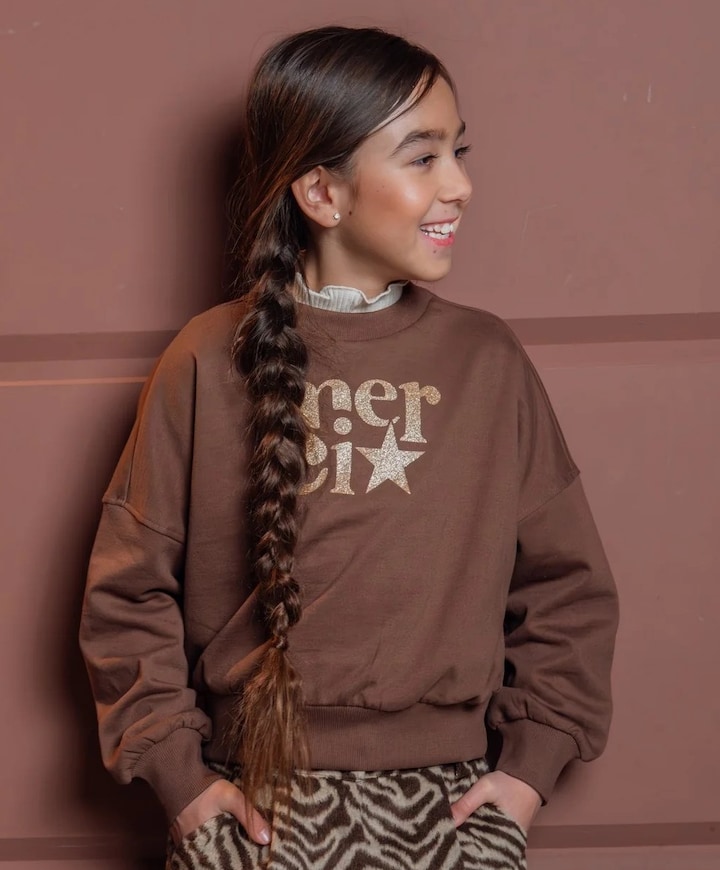 Meisjes sweater bruin