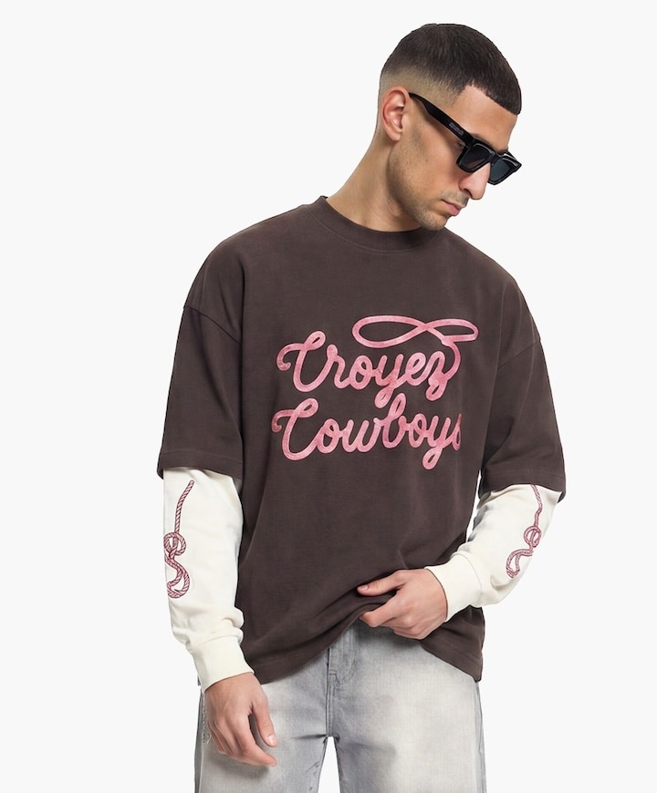 Heren longsleeve bruin